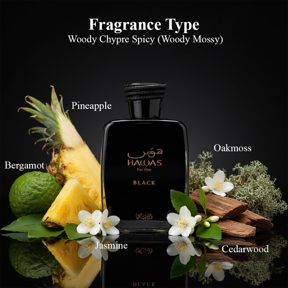Hawas Black oleh Rasasi untuk  - Perfume Fragrance For Men ulasan dan harga